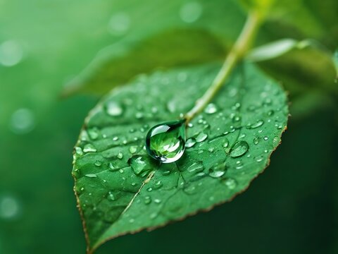 water drops on green leaf