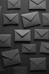 Creative black envelope arrangement studio setting modern style