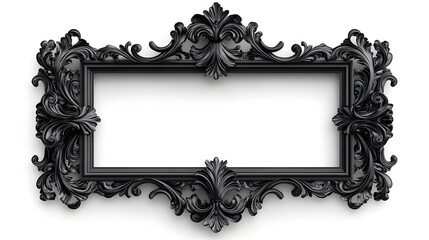 Elegant Black Ornate Frame on White Background