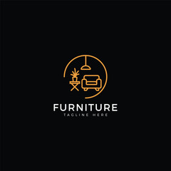 furniture sofa minimalist flat logo template vector illustration design