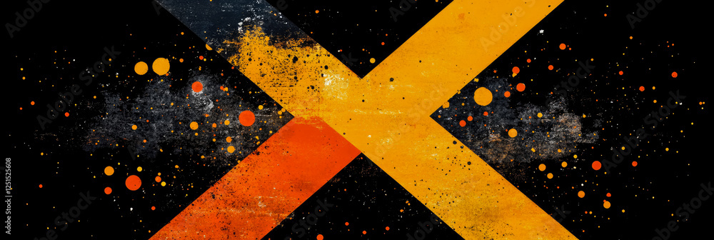 Poster grunge diagonal cross with splatter effect