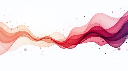 Obraz premium Abstract art featuring flowing, soft waves in gradient reds and pinks against a white background.