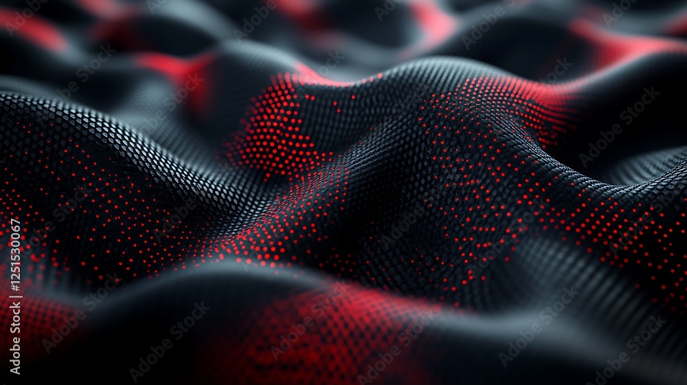 Wall mural glowing red hexagonal digital network