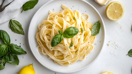 Elegant pasta dish with fresh basil and lemon. A simple, flavorful, and beautifully plated Italian classic.