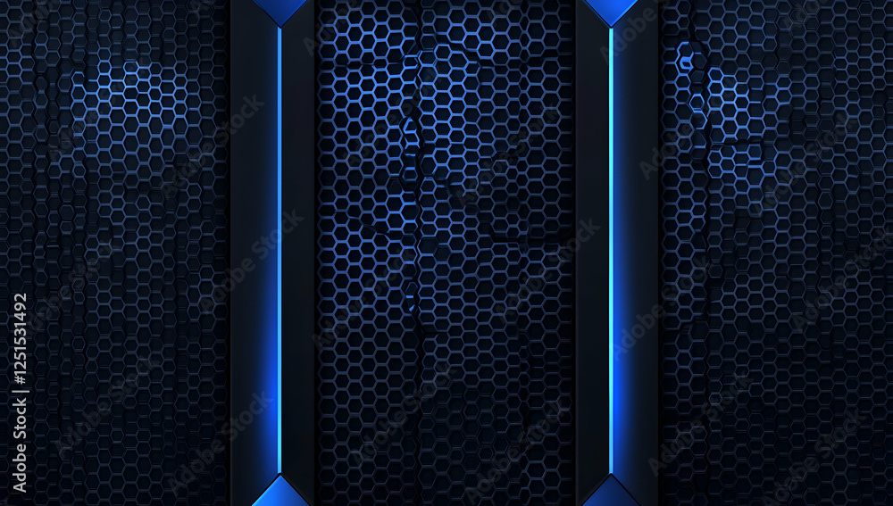 Poster abstract blue background with a hexagonal pattern for technology