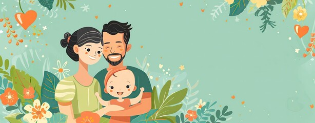 Adoption announcement template with inclusive designs and clear areas for text