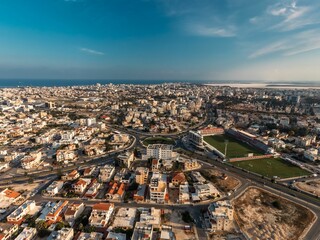 Aerial view of Larnaca, Cyprus urban landscape.