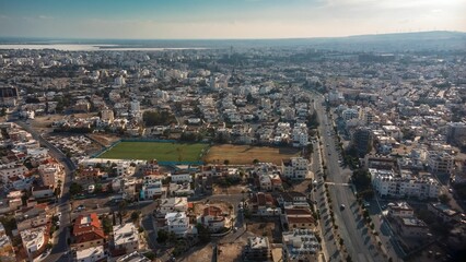 Fototapeta premium Aerial view of urban landscape in Larnaca, Cyprus.