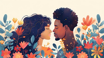 Interracial love template with inclusive graphics and clear content areas