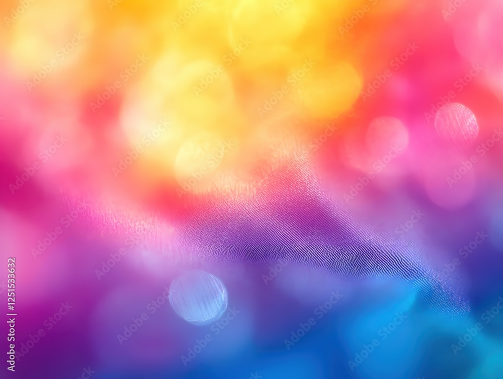 Poster abstract iridescent fabric with vibrant bokeh lights creating a dreamy colorful texture