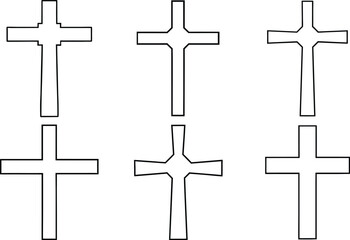 cross, shining, in, the, light, outline, illustration, 