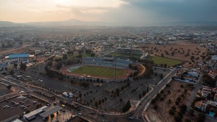 Aerial view of Larnaca city and stadiums