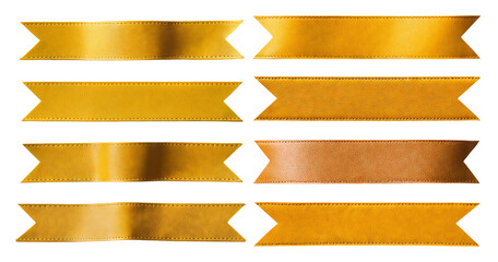 Collection of Various Yellow and Brown Ribbons for Decoration Use, isolated on transparent background