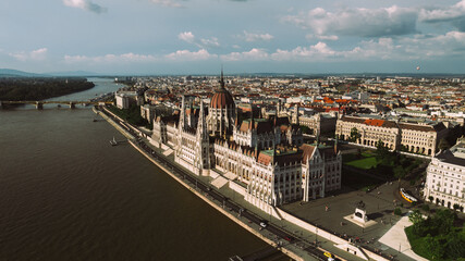 Establishing Aerial view of Budapest Cityscape - Hungary Capital Skyline at daytime