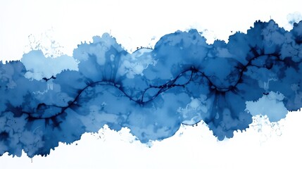 Obraz premium The image displays an abstract, blue-toned watercolor painting with an undulating, nebulous form.
