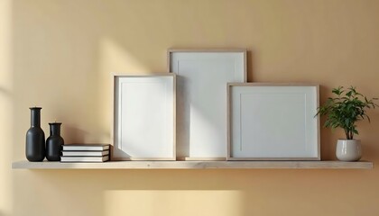 Frame and Books Shelf Frame Mockup