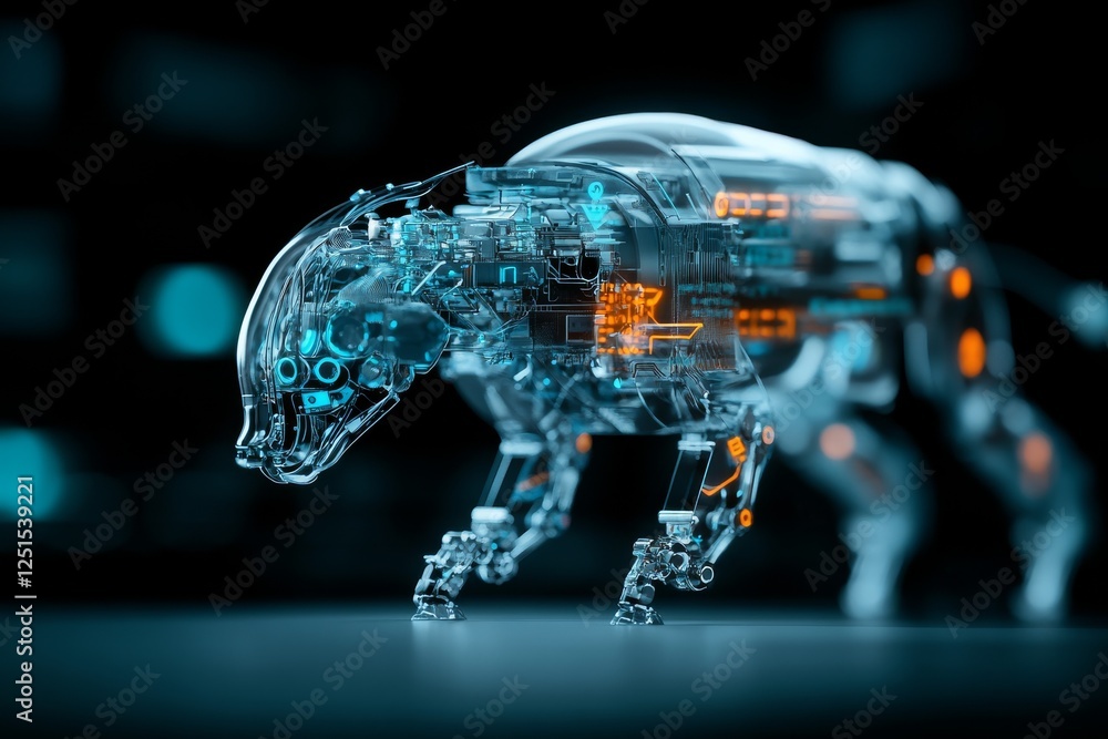 Aufkleber futuristic robotic animal in a high-tech setting showcases advanced design and technology innovation