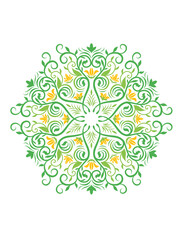 Floral Mandala Ornament with Symmetrical Botanical Patterns
