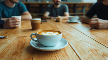 diverse team enjoys coffee break during informal meeting