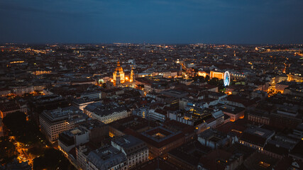 Fototapeta premium Establishing Aerial view of Budapest Cityscape - Hungary Capital Skyline at daytime