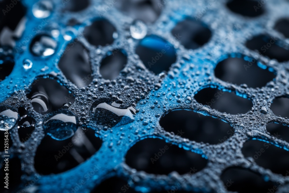 Poster Close-up view of textured material with water droplets highlighting unique patterns and colors