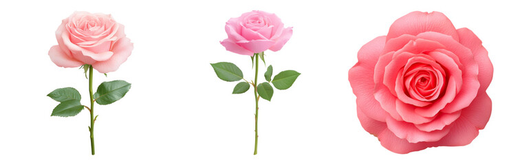 Fototapeta premium Beautiful Roses in Varied Shades and Styles Isolated on transparent background