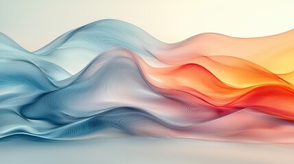 Graceful Overlapping Wave Shapes in Soft Pastel Colors for a Serene Abstract Composition
