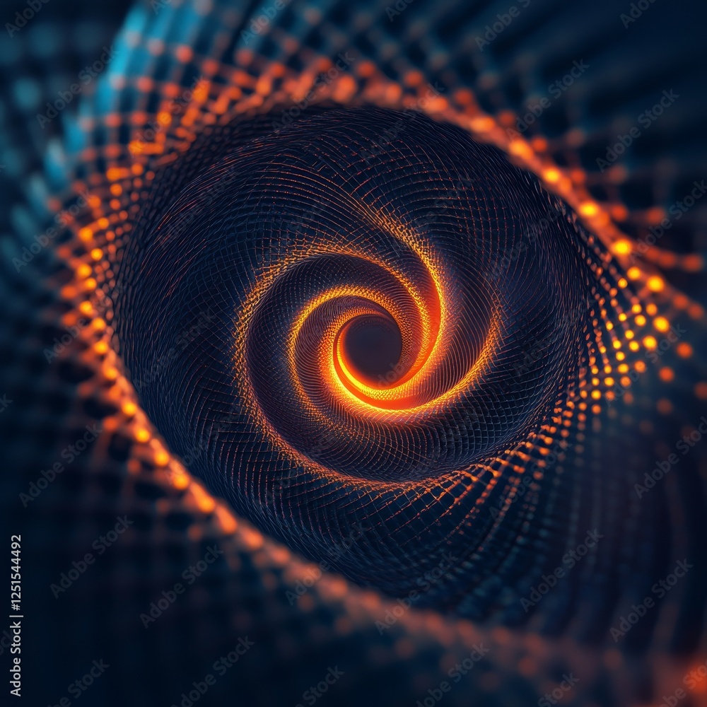Poster swirling pattern of light in vibrant colors creates a mesmerizing visual effect in a dark background