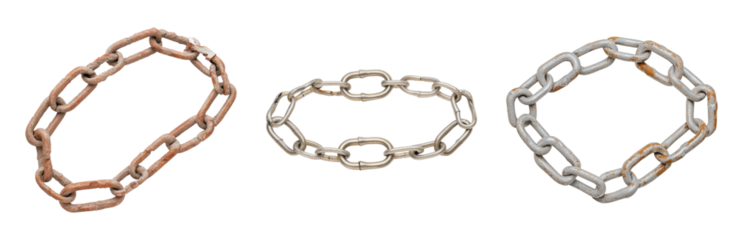 Three Distinct Chains in Varying Colors Isolated on transparent background
