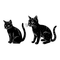 Obraz premium Two Black Cats Illustration