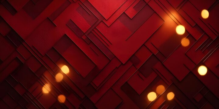 a vibrant red background filled with geometric patterns, highlighted by dramatic lighting, with warm golden bokeh creating depth and a celebratory mood 9
