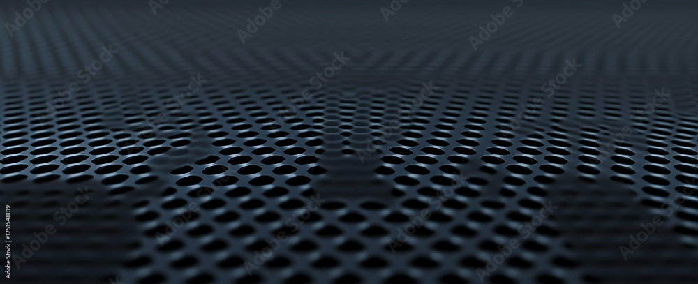 Poster 3d render of a dark grey abstract background with a hexagonal pattern