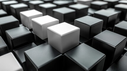 Seamless 3D Cube Pattern in Shades of Gray Creating an Optical Illusion