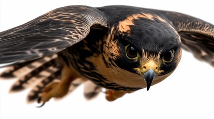 Fototapeta premium Majestic Aplomado Falcon in Flight: A Close-Up
