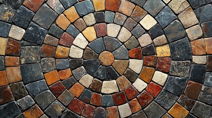 Seamless Mosaic Tile Pattern in Earthy Colors with Precise Geometric Structure