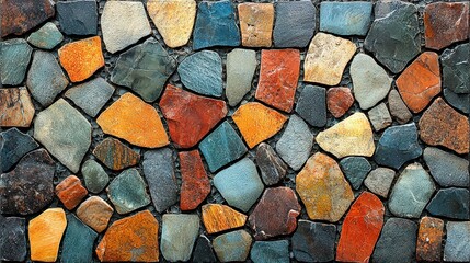Seamless Mosaic Tile Pattern in Earthy Colors with Precise Geometric Structure
