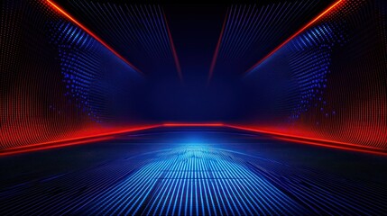 Obraz premium Abstract neon tunnel, glowing lines, futuristic space, background for presentation