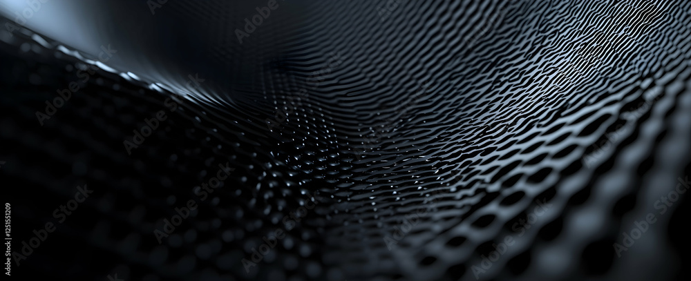 Poster 3d render of a black abstract background with a hexagon pattern