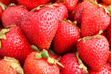 Delicious red and ripe strawberries