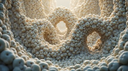 Abstract organic structure with doughnut-like shapes