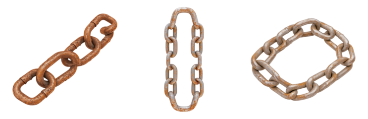 Rusty Links and Clean Chain Variations Isolated on transparent background