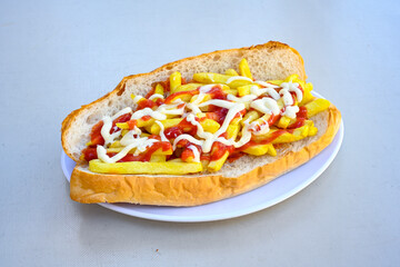 Lavash zurna doner kebab ( zurna  durum )  or shawarma sliced in plate isolated.  hatay usulu tavuk...
