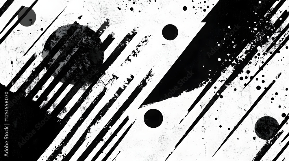 Poster Abstract Monochrome Geometric Splash Backdrop with Dynamic Patterns and Bold Contrasts