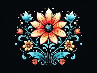 Floral Bouquet on a Black Background