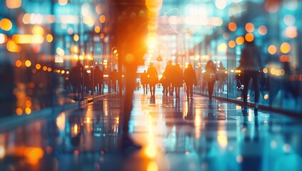 Fototapeta premium Blurred group of busy business people 