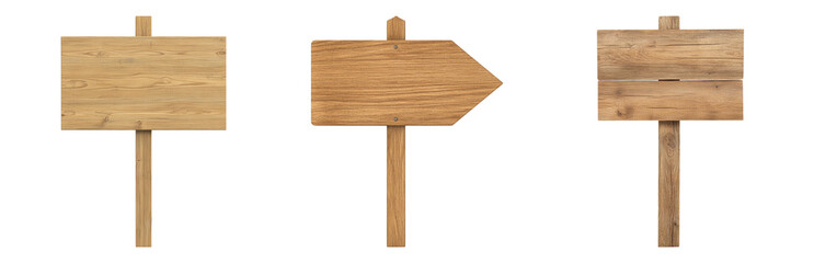 Wooden Signposts for Direction and Guidance Isolated on transparent background