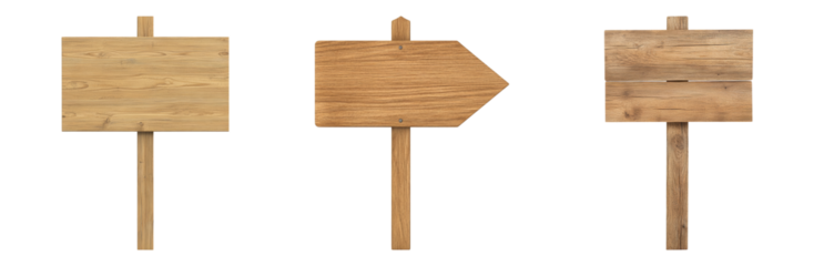 Wooden Signposts for Direction and Guidance Isolated on transparent background