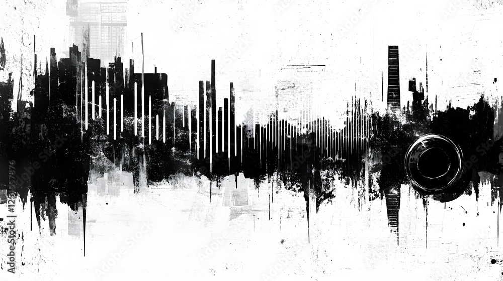 Aufkleber abstracted urban skyline captivating interplay of light shadow and architectural forms