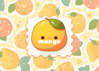 Fototapeta premium Stamp with a cute orange