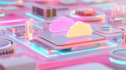 A holographic interface displaying different storage options: SSD, HDD, Cloud, Tape